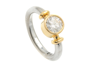 Jewellery - SINGLE STONE RING, 18K white gold/gold - View 2