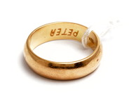 Jewellery, Plain ring 18K 6,4g Ø17 1/2 engraving, in auction: Pawn – Tuesday 16 December 2014