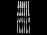 Silverware - Picklesgafflar 6 items Fruit knives 6 items model Swedish pointed Silver plated 251,5g 123mm, 153mm in cloth case - View 1
