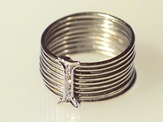 Jewellery, RING, 18K white gold with 5 eight-cut  diamonds approx. 0.05 ct. ringsize 16 3/4mm, in auction: Modern – Saturday 4 November 2000