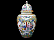 Ceramics, Urn with cover chinese motif, height approx 35cm, in auction: Pawn – Tuesday 10 November 2015
