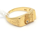 Jewellery, Ring 18K 4,3g Ø15¾ with stone, skew, in auction: Pawn – Tuesday 27 September 2016