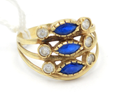 Jewellery, Ring 14K Ø18¾ with stones engraving/skew, in auction: Pawn – Tuesday 27 September 2016