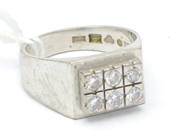Jewellery, Ring white gold 18K 6,6g Ø17 with diamonds 6xca0,05ct, in auction: Pawn – Tuesday 27 September 2016