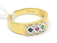 Jewellery, Ring 18K 4,6g Ø17¾ with stones and diamonds 8xca0,005ct, in auction: Pawn – Tuesday 27 September 2016