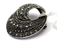 Jewellery - Brooch S925 12,5g Ø3,5cm with marcasites - View 1