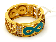 Jewellery, Ring 21K 4,5g Ø16½ with enamel and white stones, in auction: Pawn – Tuesday 27 September 2016