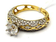 Jewellery - Ring 18K 4,4g Ø17 with white stones - View 1