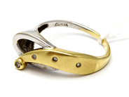 Jewellery, Ring 18K 3,4g Ø17¼ double-dyed with stones, in auction: Pawn – Tuesday 27 September 2016