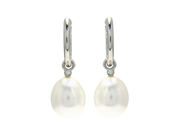 Jewellery - PEARL EARRINGS, 18K white gold with cultured söttvattenspärlor 8,8 mm 2 brilliant cut diamonds 0,02 ctw W/SI - View 1