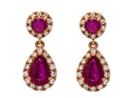 Jewellery - EARRINGS, 18K pink gold with 4 rubies 1,23 ctw - View 1
