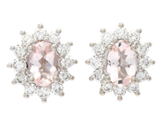 Jewellery - CLUSTER-EARRINGS, 18K white gold with 2 morganites 0,79 ctw - View 1