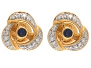 Jewellery - EARRINGS, 18K gold with sapphires and brilliant cut diamonds 0,15 ctw W/SI - View 1