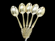 Silverware, Coffee spoon 6 items Gab Carmen 118mm i 830silver 66,8g engraved "W", in auction: Pawn – Tuesday 22 January 2019