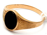 Jewellery, Signet ring with black stone 18K Brv: 1,9g (skew), in auction: Pawn – Tuesday 5 March 2019