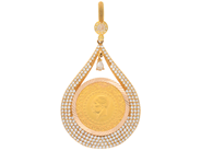 Jewellery, Pendant 14K 9,9g Length: 60mm, with white stones and coin similar items , in auction: Pawn – Tuesday 5 March 2019