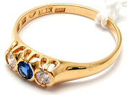 Jewellery, Ring 18K 2,6g Ø17½, with blue and white stones, in auction: Pawn – Tuesday 5 March 2019
