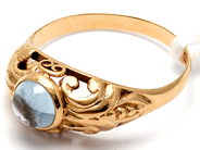 Jewellery, Ring 18K 2,0g Ø17, with blue stone, in auction: Pawn – Tuesday 5 March 2019