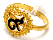 Jewellery, Ring 23K 3,8g Ø17 with black enamel, in auction: Pawn – Tuesday 5 March 2019