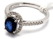 Jewellery - Ring 18K white gold 3,6g Ø17¼, with blue stone and diamonds 34xca0,01ct - View 1