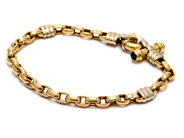 Jewellery - Bracelet double-dyed fantasilänk 18K 13,9g 20cm, with two blue stones - View 1