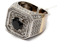 Jewellery, Ring VG 18K 16,1g Ø20, black diamond ca2,75ct, in auction: Pawn – Tuesday 5 March 2019