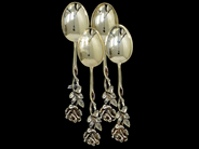 Silverware, Teaspoons 4 items "Rosen" S830 41,4g 102mm, in auction: Pawn – Tuesday 5 March 2019