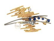 Jewellery, BROOCH, 18K gold/white gold, in auction: Lilla jewellery – Thursday 28 March 2019