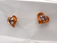 Jewellery, Earrings one pair 18K 0,5g Hearts with purple stone, in auction: Pawn – Tuesday 23 April 2019
