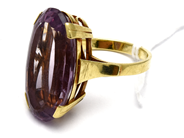 Jewellery, Ring 14K 7,8g Ø17 1/4 with purple stone, in auction: Pawn – Tuesday 23 April 2019