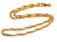 Jewellery, Necklace Singapore 21K 10,9g 43cm, clasp i 14K, in auction: Pawn – Tuesday 23 April 2019