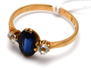 Jewellery, Ring 18K 2,2g Ø17 1/2 with stones, in auction: Pawn – Tuesday 23 April 2019