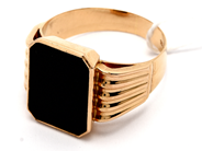 Jewellery, Signet ring 18K 5,6g Ø20¾ with stone, in auction: Pawn – Tuesday 23 April 2019