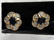 Jewellery, Earrings 18K 1,5g with stone and diamonds of total weight 12xca0,01ct, stoppers not gold, in auction: Pawn – Tuesday 23 April 2019