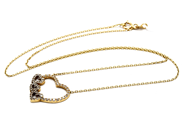 Jewellery - Necklace 18K 3,2g 46cm with integrated pendant, heart with stones - View 1