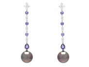 Jewellery - PEARL EARRINGS, 18K white gold with Tahitian pearls 10,2 mm 8 purple sapphires 1,47 ctw - View 1