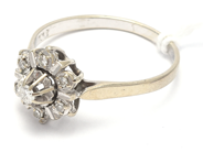 Jewellery, Ring 18K 2,5g white gold with diamonds 1xca0,02ct 6xca0,01ct Ø17½, in auction: Pawn – Tuesday 21 January 2020