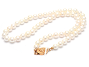Lot, Pearl necklace Øca7,7mm with engraved clasp 18K ca2,3g 46cm , in auction: Pawn – Tuesday 21 January 2020