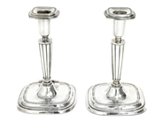 Silverware, Candlesticks one pair kontrollstämplat silver sterling 393g inkl bottenfyllning ca15,5cm one somewhat dented, in auction: Pawn – Tuesday 21 January 2020