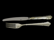Silverware, Cutlery S830 110,4g model Chippendale Knife 204mm Fork 181mm , in auction: Pawn – Tuesday 21 January 2020