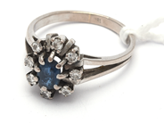 Jewellery, Ring 18K white gold 4,9g with blue stone and diamonds 8xca0,02ct Ø16 ¾, in auction: Pawn – Tuesday 21 January 2020