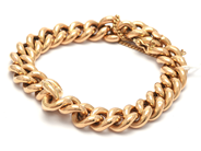 Lot, Bracelet 18K "curb" 24,8g hollow defect with safety-chain, in auction: Pawn – Tuesday 21 January 2020