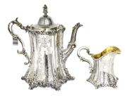 Silverware - Coffee pot H27cm milk jug H11cm kontrollstämplat silver 1380g - View 1