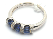 Jewellery, Ring white gold 18K 4,7g with blue stones and diamonds 12xca0,01ct, Ø18, in auction: Pawn – Tuesday 21 January 2020