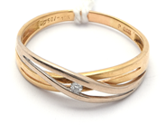 Jewellery, Ring 18K double-dyed Ø18¾ 2,8g with diamond 1xca0,03ct, in auction: Pawn – Tuesday 21 January 2020