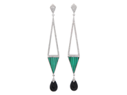 Jewellery - EARRINGS, 18K white gold with 2 onyx 2,36 ctw - View 1
