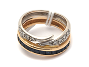 Jewellery, Ring 18K 8,1g Ø17¼ with stones and diamonds 11xca0,02ct, in auction: Pawn – Tuesday 21 January 2020