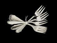 Silverware, Pastry forks i danskt silver 6 items, kulhamrad model, in auction: Pawn – Tuesday 21 January 2020