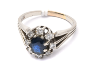 Lot, Ring 14K i white gold 5,3g Ø19 skew/worn with stone and diamonds 8xca0,05ct , in auction: Pawn – Tuesday 21 January 2020