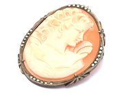 Jewellery, Pendant i silver brv 9g, cameo with marcasites, in auction: Pawn – Tuesday 21 January 2020
